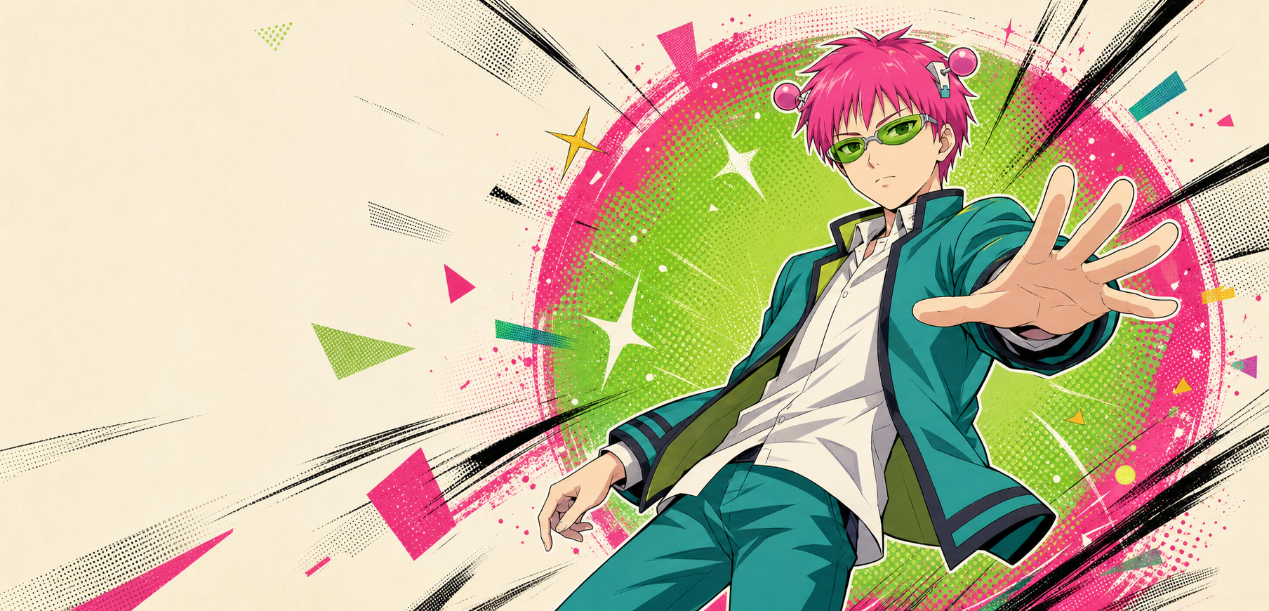 Manga-style psychic anime character in the Hessoruby hero frame